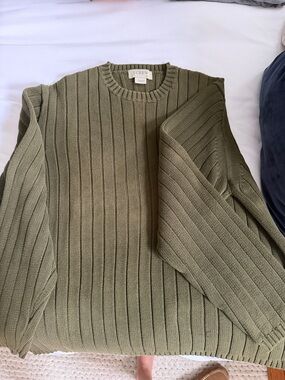 J. Crew Olive Green Ribbed Crewneck Vintage Sweater